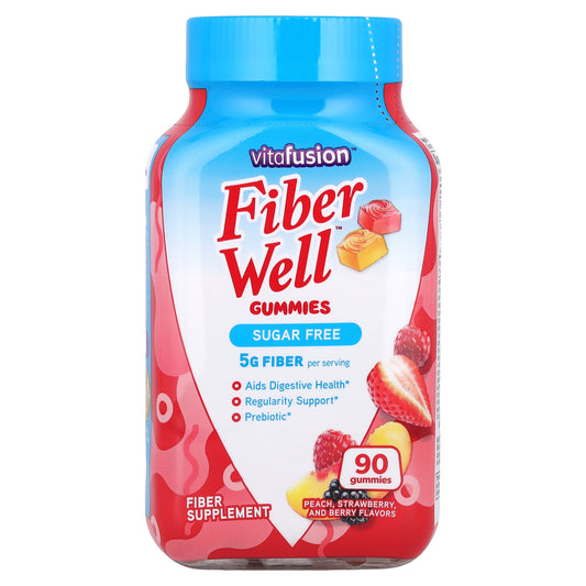 VitaFusion, Fiber Well™ Gummies, Peach, Strawberry, and Berry, 90 Gummies