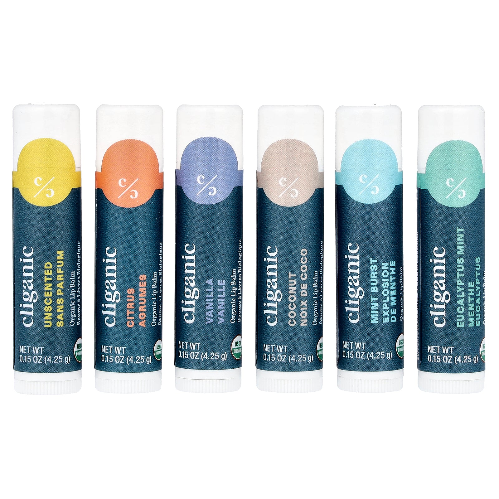 Cliganic, Organic Lip Balm Set, Rainforest Fresh , 6 Pack, 0.15 fl oz (4.25 ml) Each