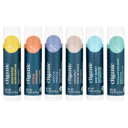 Cliganic, Organic Lip Balm Set, Rainforest Fresh , 6 Pack, 0.15 fl oz (4.25 ml) Each