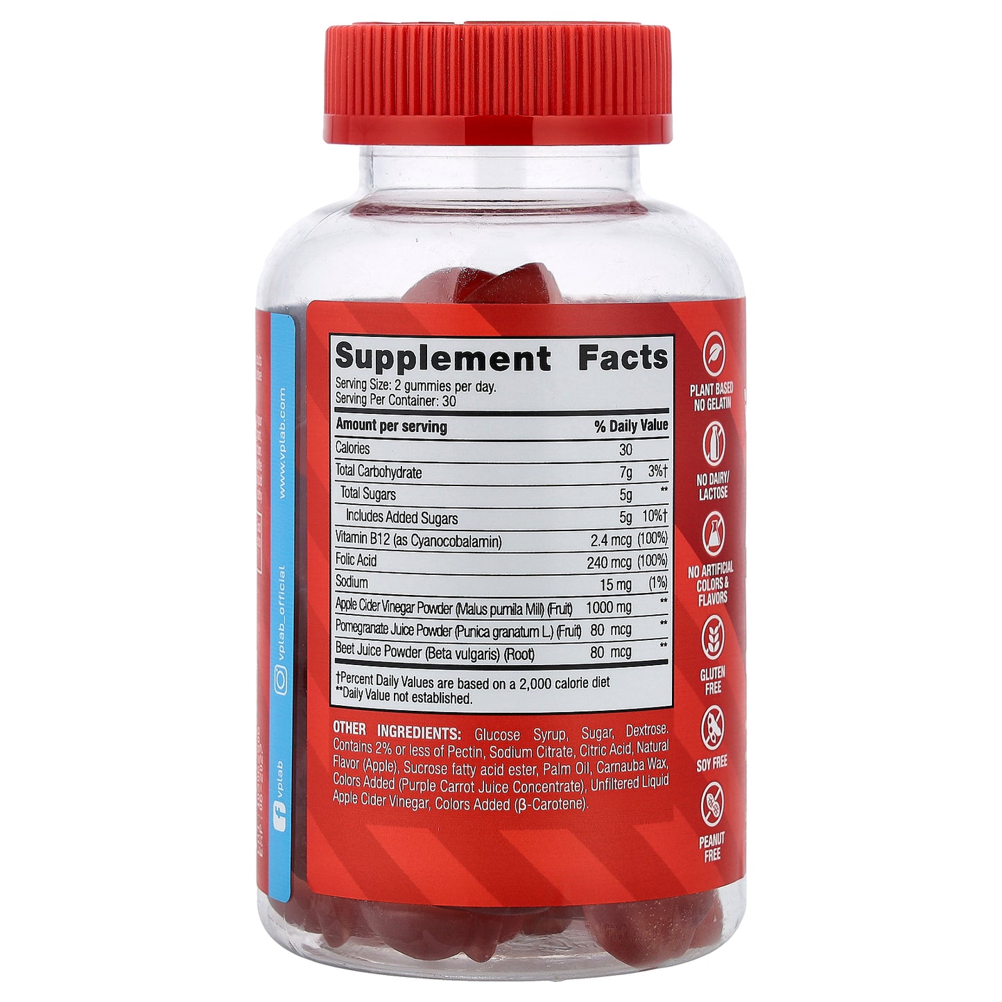 Vplab, Apple Cider Vinegar Gummies, Apple, 60 Gummies