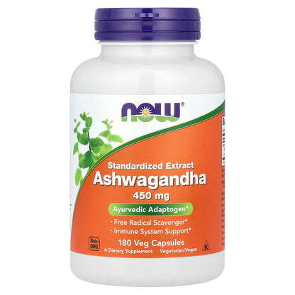NOW Foods, Standardized Extract Ashwagandha, 450 mg, 180 Veg Capsules