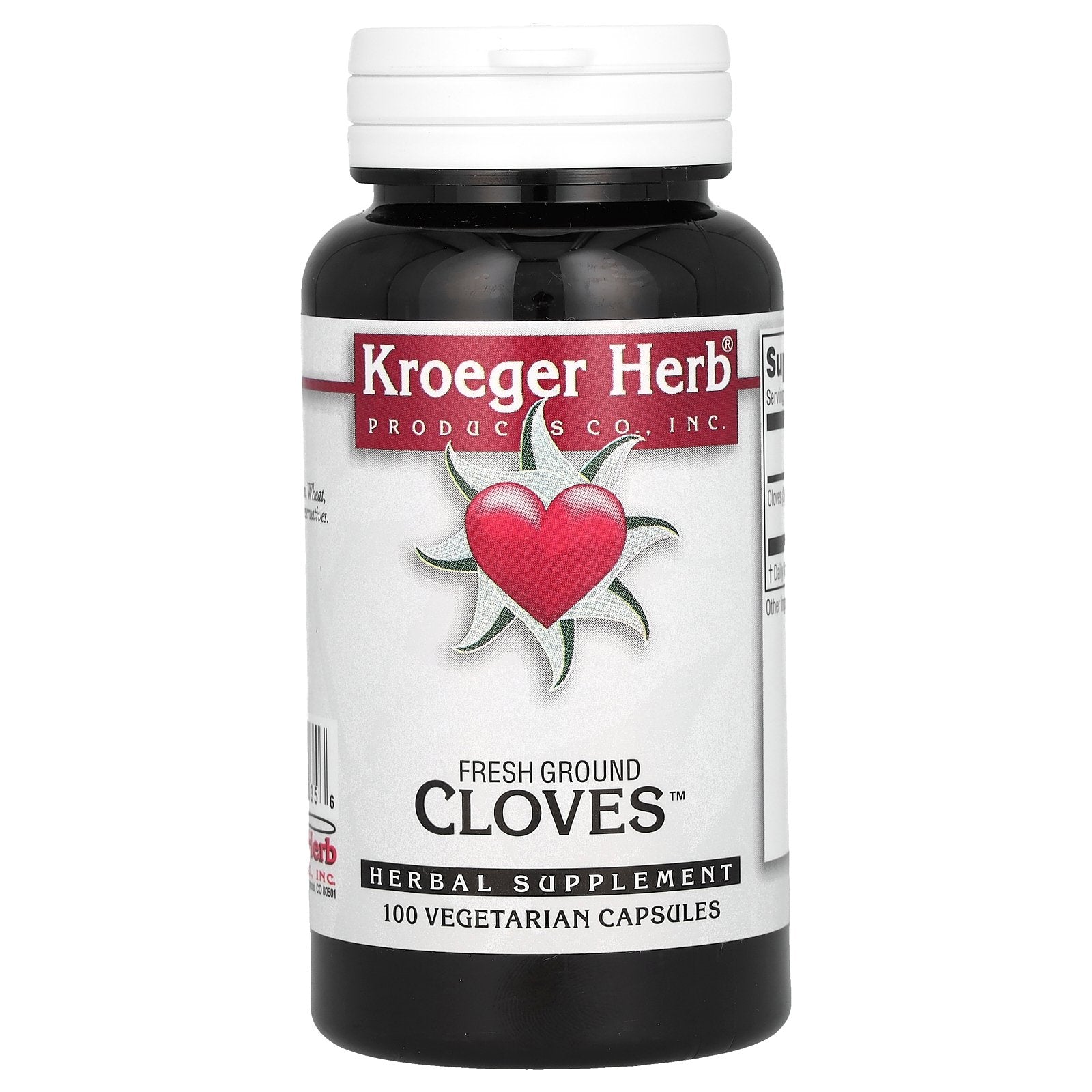 Kroeger Herb Co, Fresh Ground Cloves, 100 Vegetarian Capsules (450 mg per Capsule)
