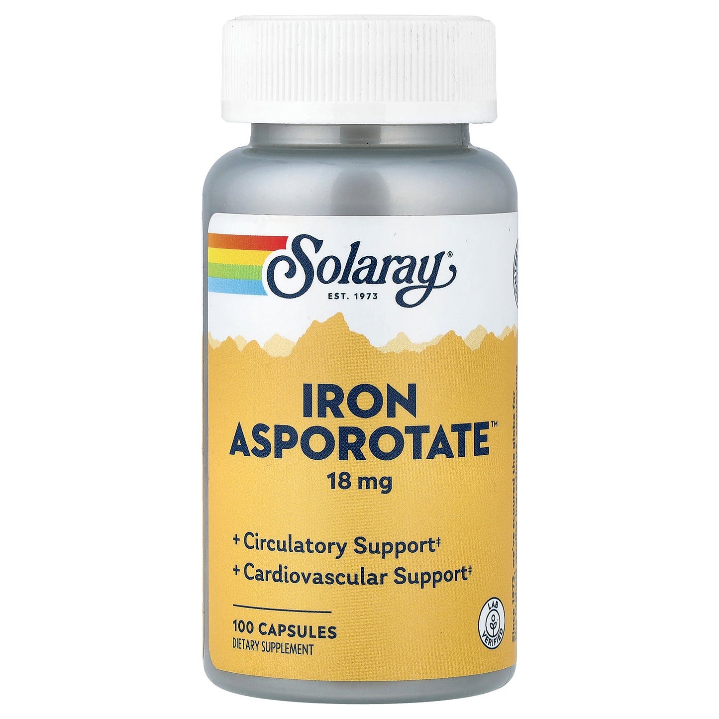 Solaray, Iron Asporotate, 18 mg, 100 Capsules