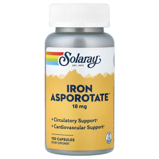 Solaray, Iron Asporotate, 18 mg, 100 Capsules