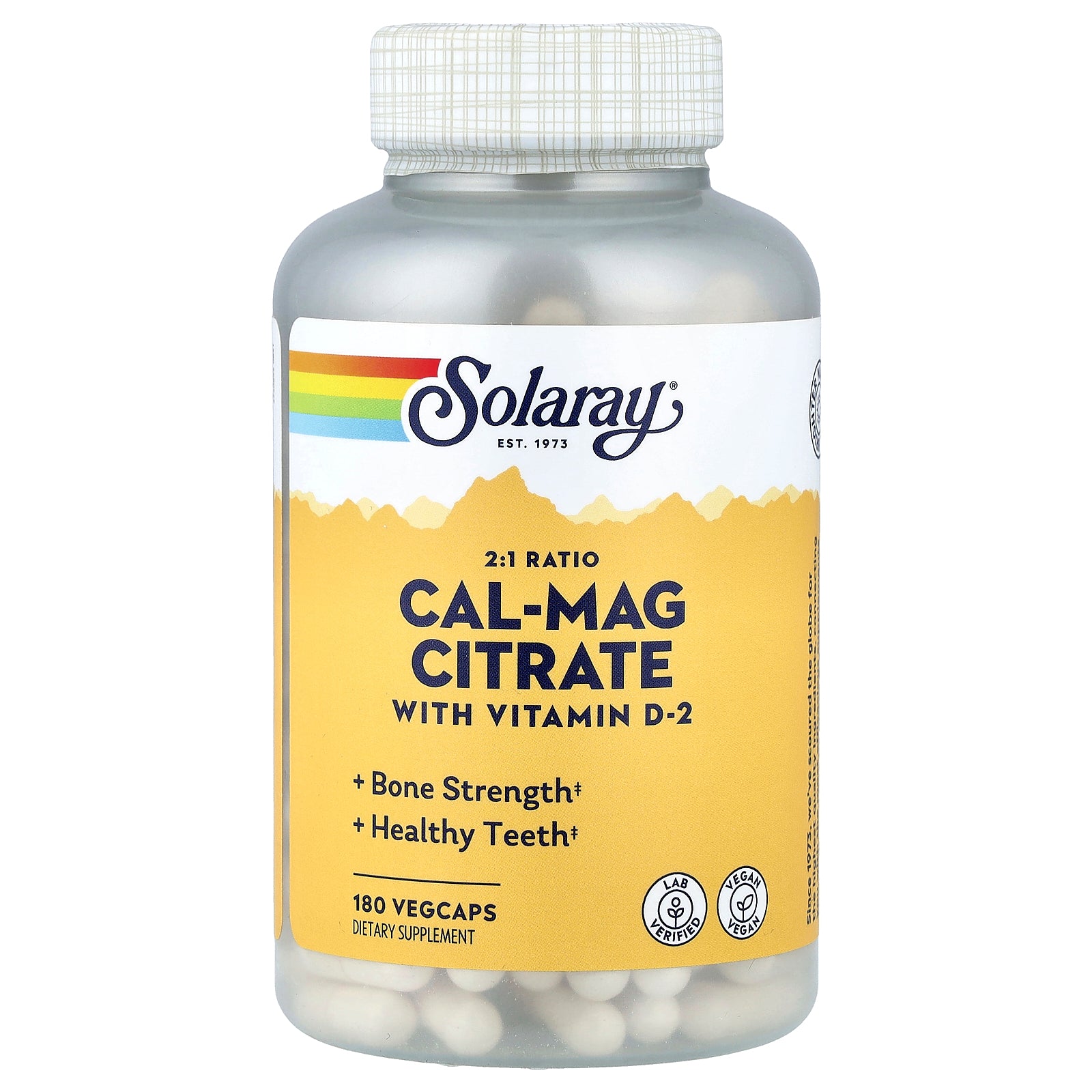 Solaray, Cal-Mag Citrate with Vitamin D-2, 180 VegCaps