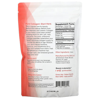 Zint, Pure Grass-Fed Collagen Peptides, 10 oz (283 g)