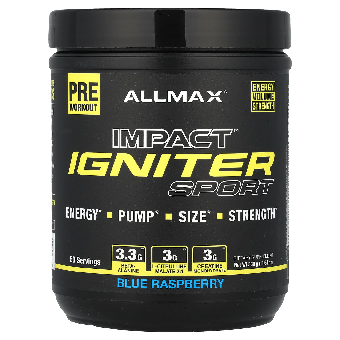 ALLMAX, Impact™ Igniter Sport, Pre Workout, Blue Raspberry, 11.64 oz (330 g)