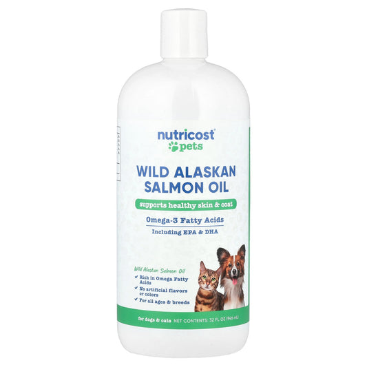 Nutricost, Pets, Wild Alaskan Salmon Oil, For Dogs & Cats, All Ages, 32 fl oz (946 ml)