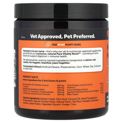 Pet Honesty, Hip + Joint Health, For Adult Dogs, Chicken, 90 Soft Chews, 9.5 oz (270 g)