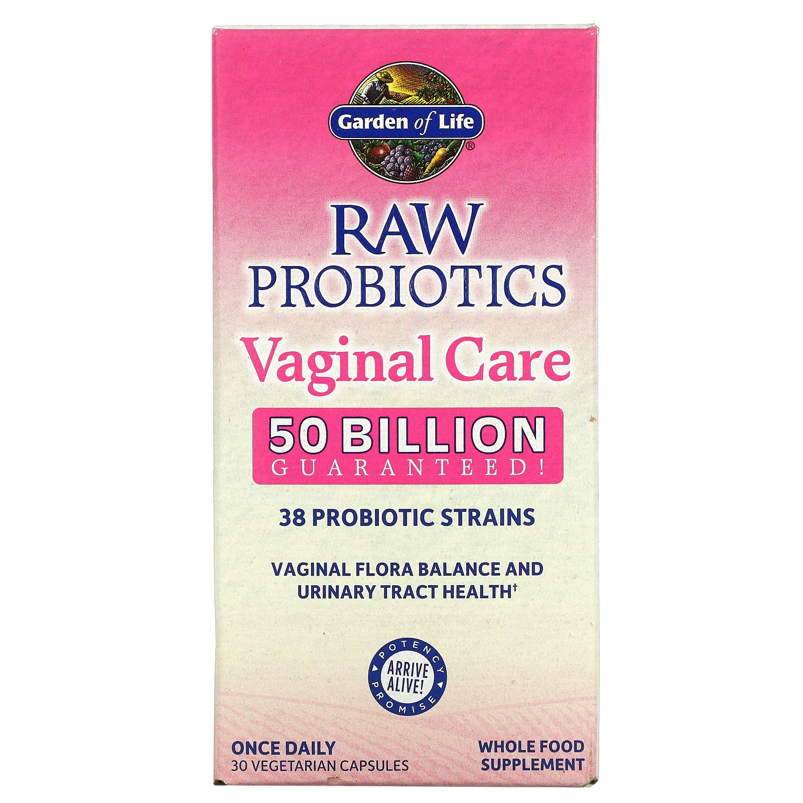 Garden of Life, RAW Probiotics, Vaginal Care, 50 Billion, 30 Vegetarian Capsules