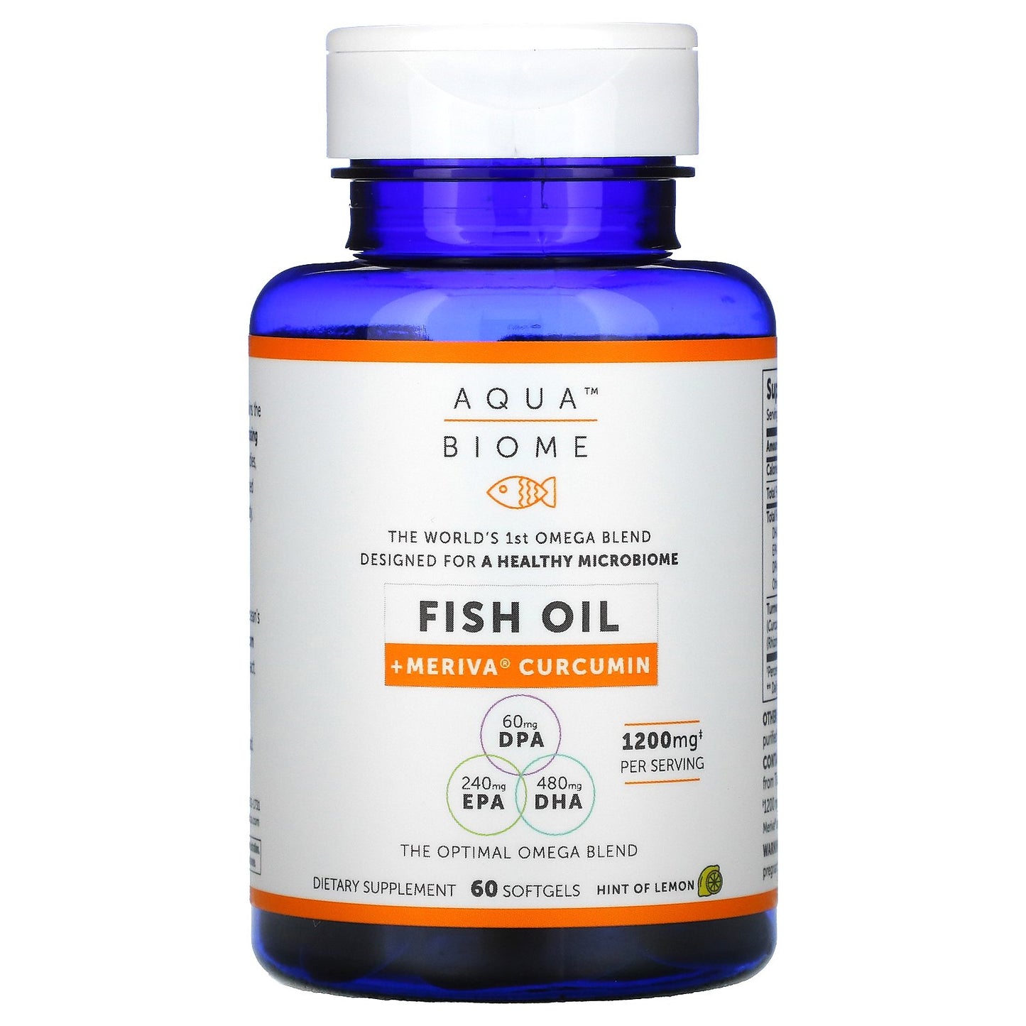 Enzymedica, Aqua Biome, Fish Oil + Meriva Curcumin, Lemon , 1,200 mg, 60 Softgels (600 mg per Softgel)