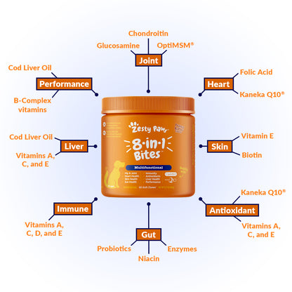 Zesty Paws, 8-in-1 Multivitamin Bites, For Dogs, All Ages, Peanut Butter, 90 Soft Chews, 11.1 oz (315 g)