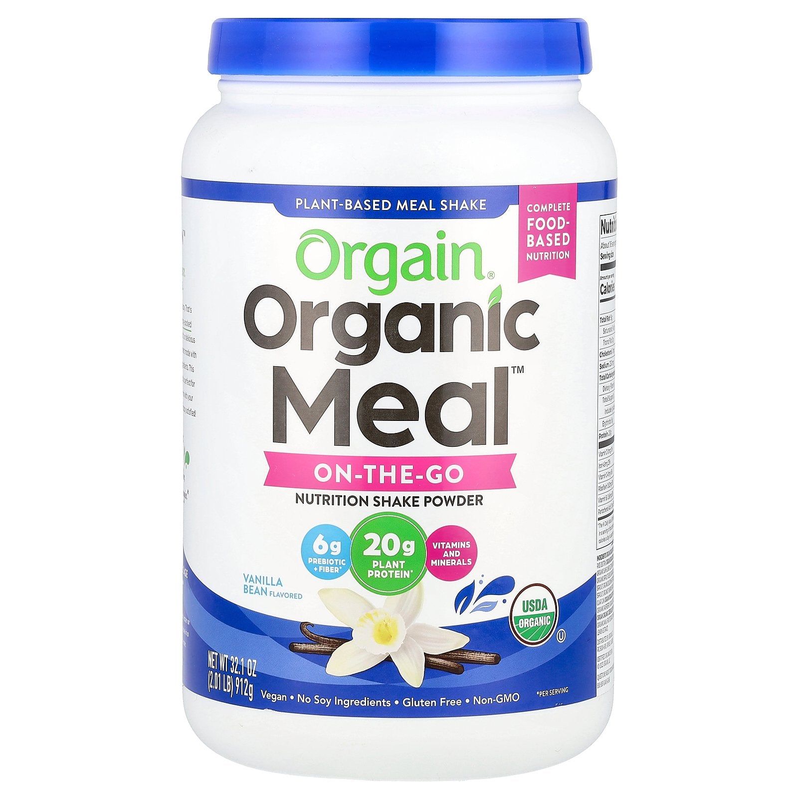 Orgain, Organic Meal™, On-The-Go Nutrition Shake Powder, Vanilla Bean, 2.01 lb (912 g)