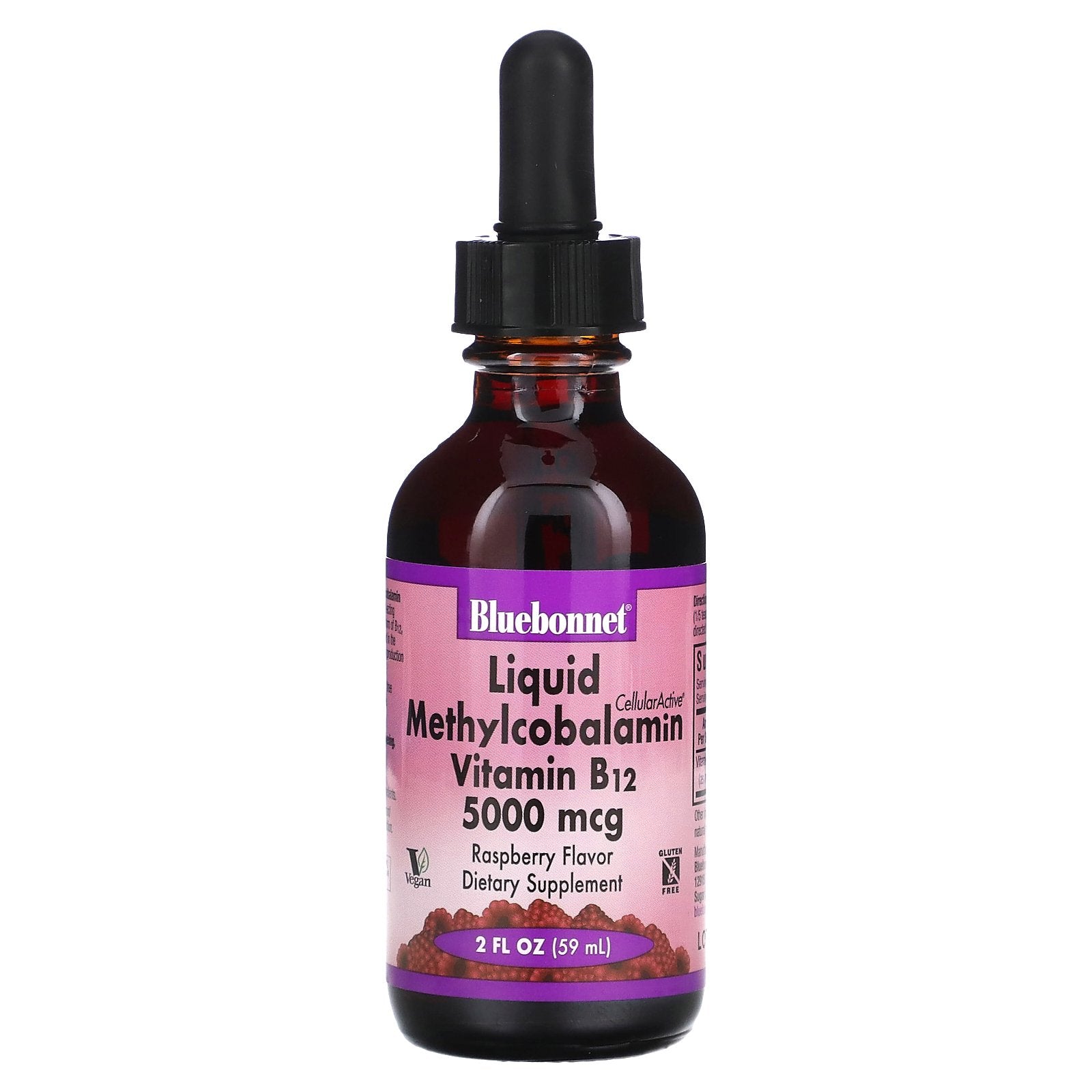 Bluebonnet Nutrition, CellularActive Liquid Methylcobalamin Vitamin B12,  Raspberry, 5,000 mcg, 2 fl oz (59 ml)