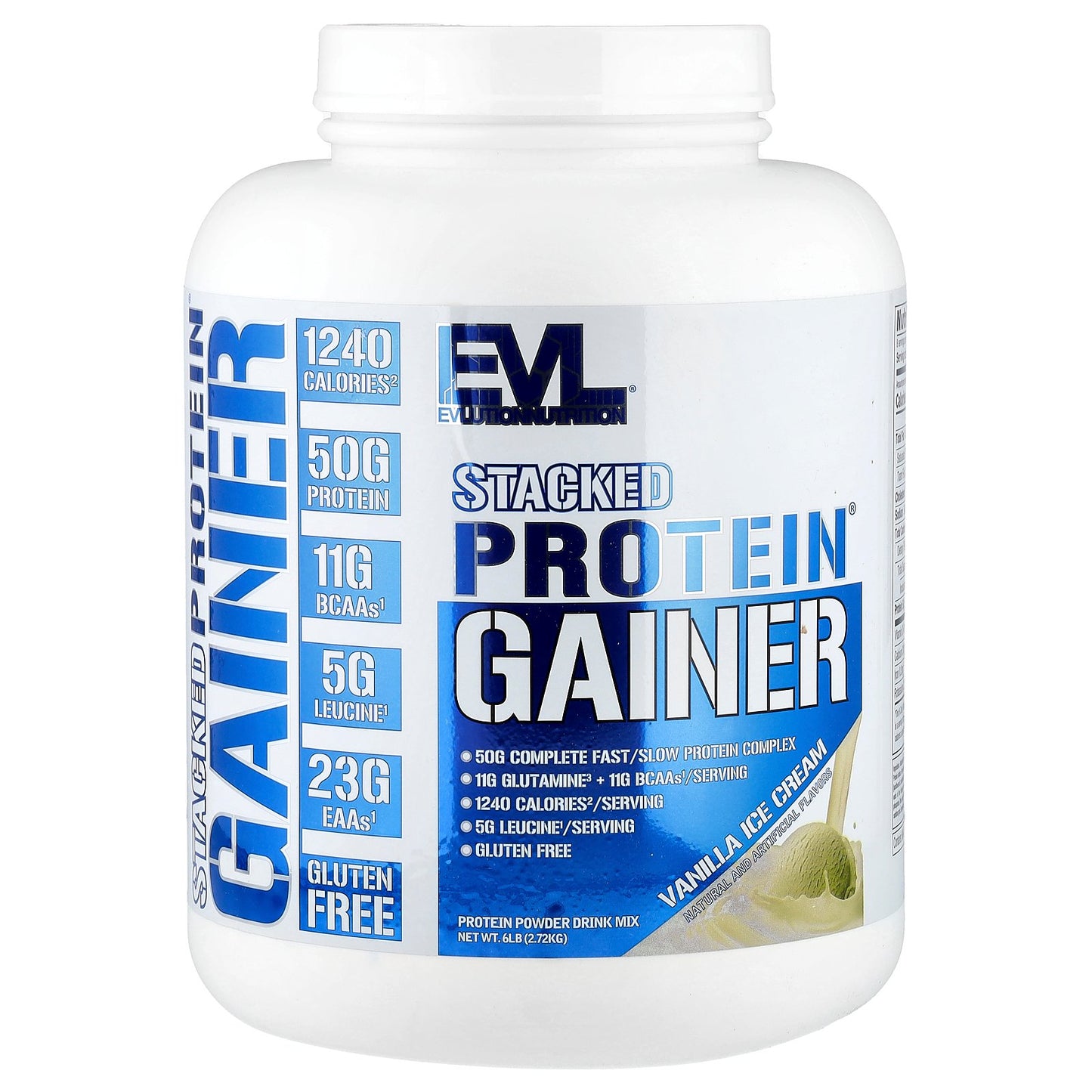 EVLution Nutrition, Stacked Protein® Gainer, Vanilla Ice Cream, 6 lb (2.72 kg)
