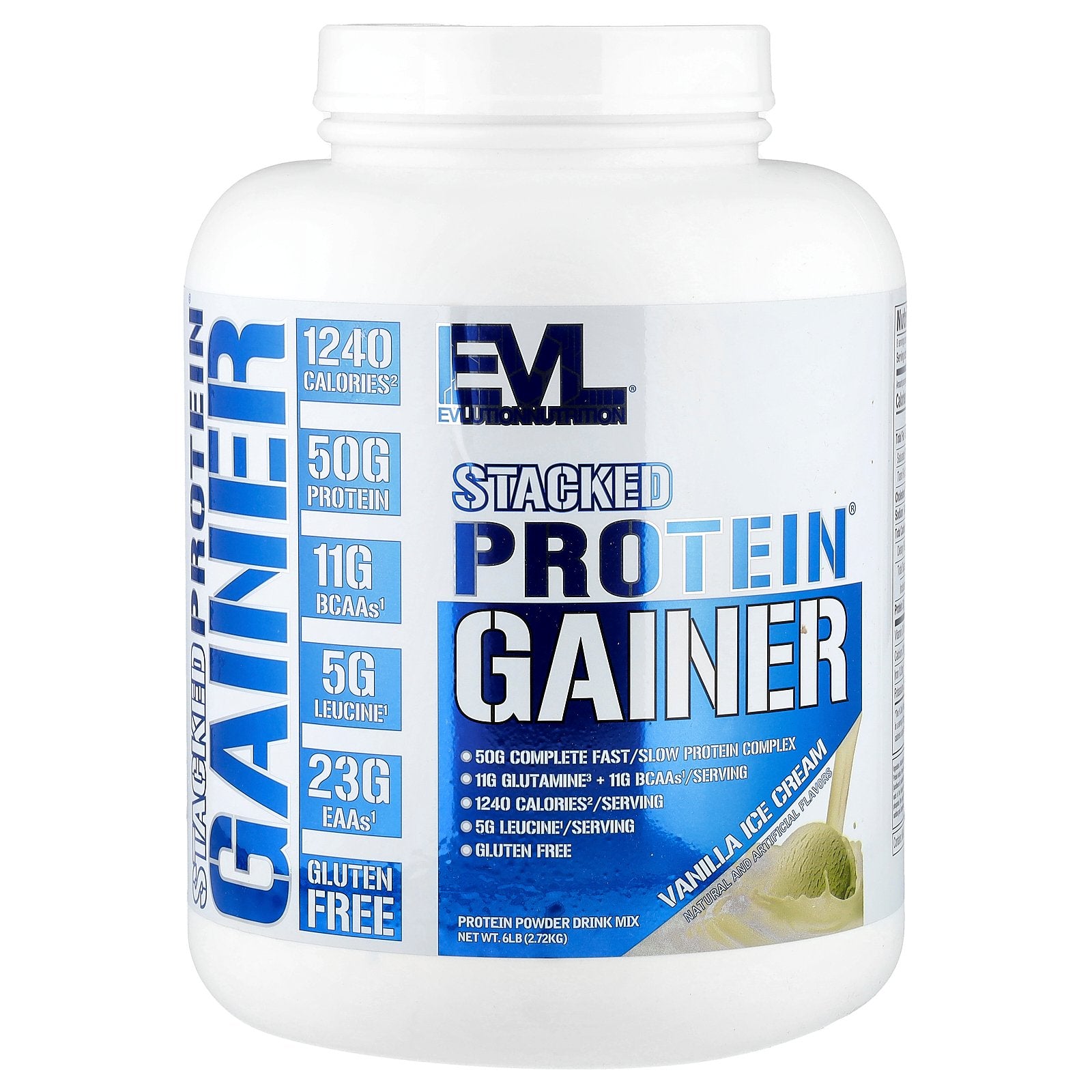 EVLution Nutrition, Stacked Protein® Gainer, Vanilla Ice Cream, 6 lb (2.72 kg)