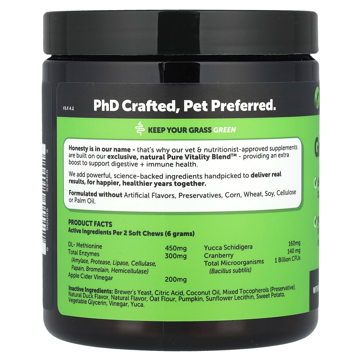 Pet Honesty, Grass Green, For Dogs, Duck, 90 Soft Chews, 9.5 oz (270 g)