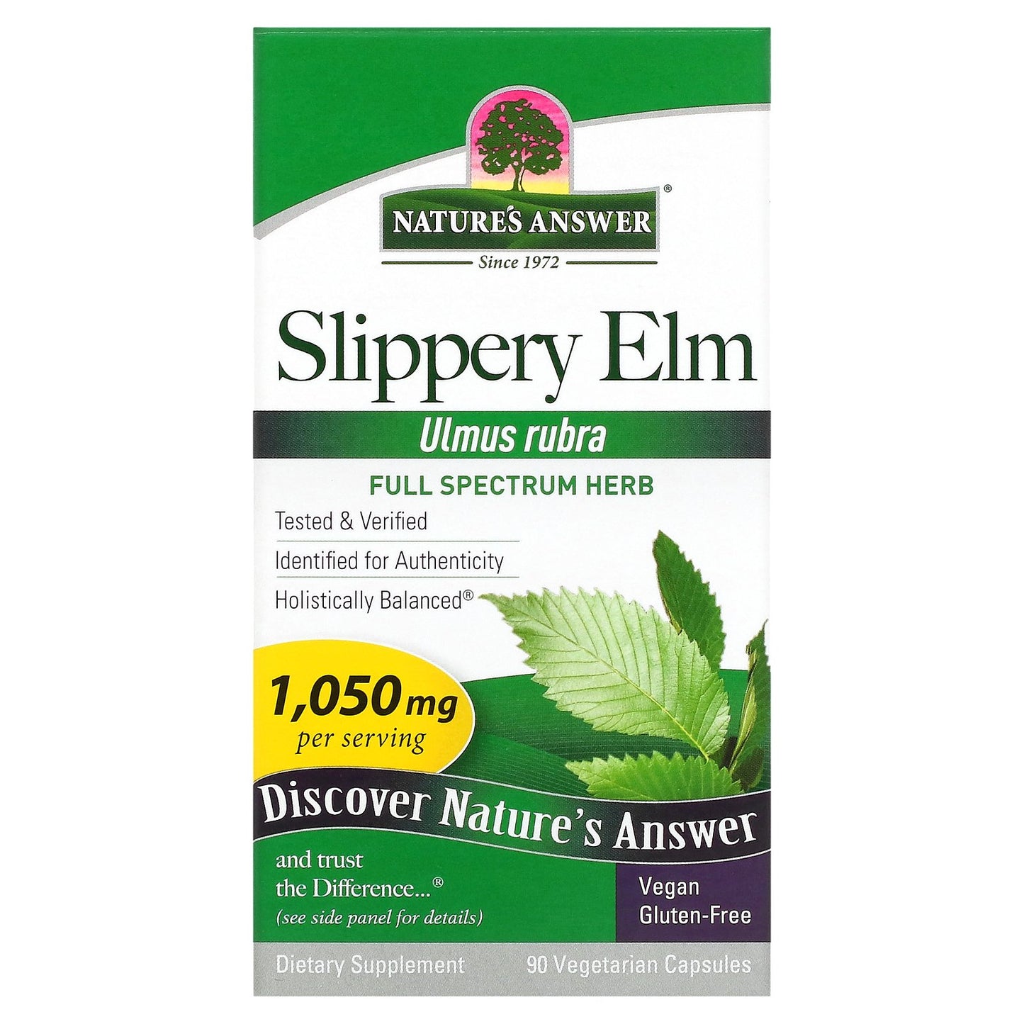 Nature's Answer, Slippery Elm, 1,050 mg, 90 Vegetarian Capsules (350 mg per Capsule)