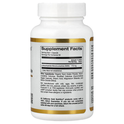 California Gold Nutrition, NMN, 175 mg, 60 Veggie Capsules
