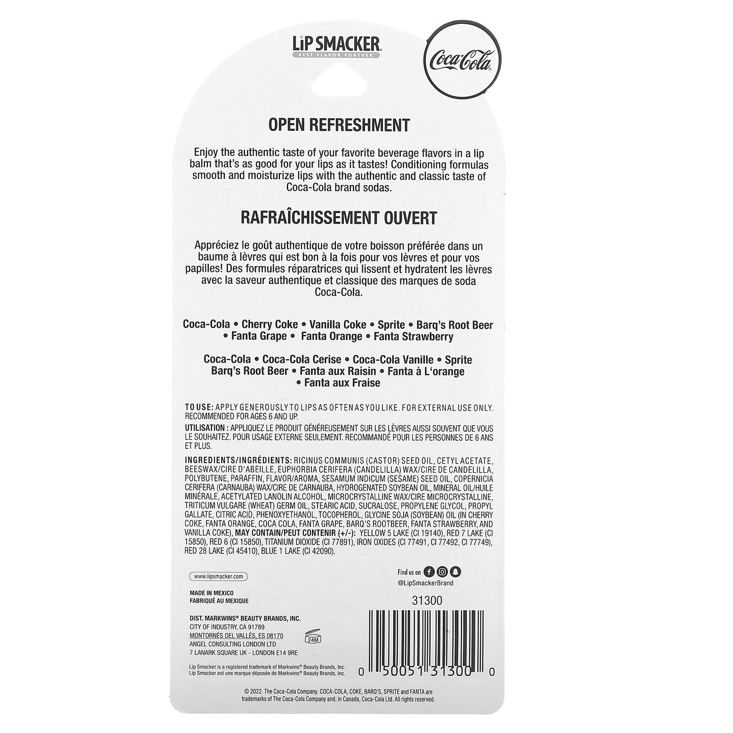 Lip Smacker, Coca-Cola, Lip Balm, Assorted, 8 Pack, 0.14 oz (4 g) Each