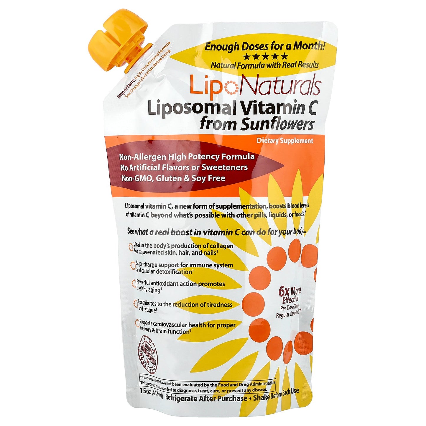 Lipo Naturals, Liposomal Vitamin C from Sunflowers, 15 oz (443 ml)