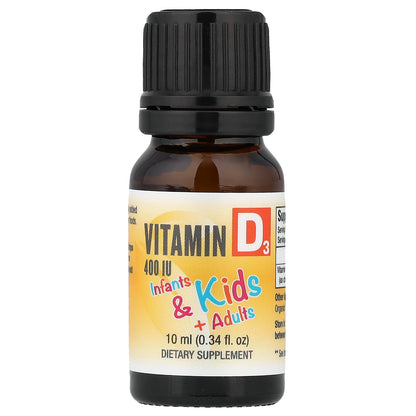 GreenPeach, Infants & Kids + Adults, Vitamin D3, 400 IU, 0.34 fl oz (10 ml)