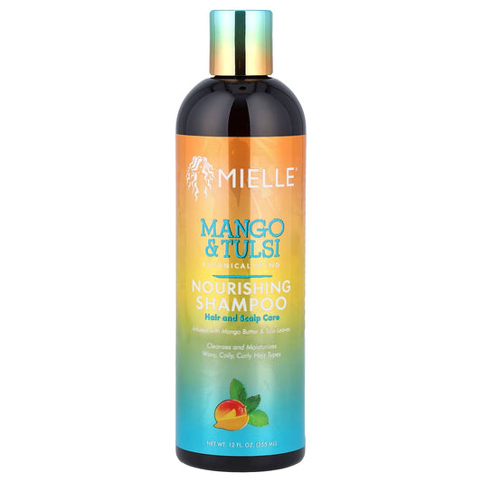 Mielle, Nourishing Shampoo, Wavy, Coily, Curly Hair Types, Mango & Tulsi, 12 fl oz (355 ml)