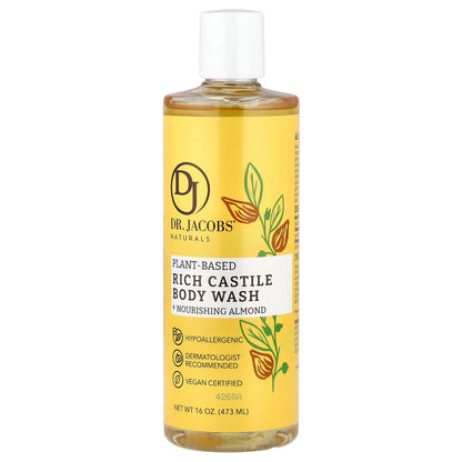 Dr. Jacobs Naturals, Plant-Based Rich Castile Body Wash, Nourishing Almond, 16 oz (473 ml)