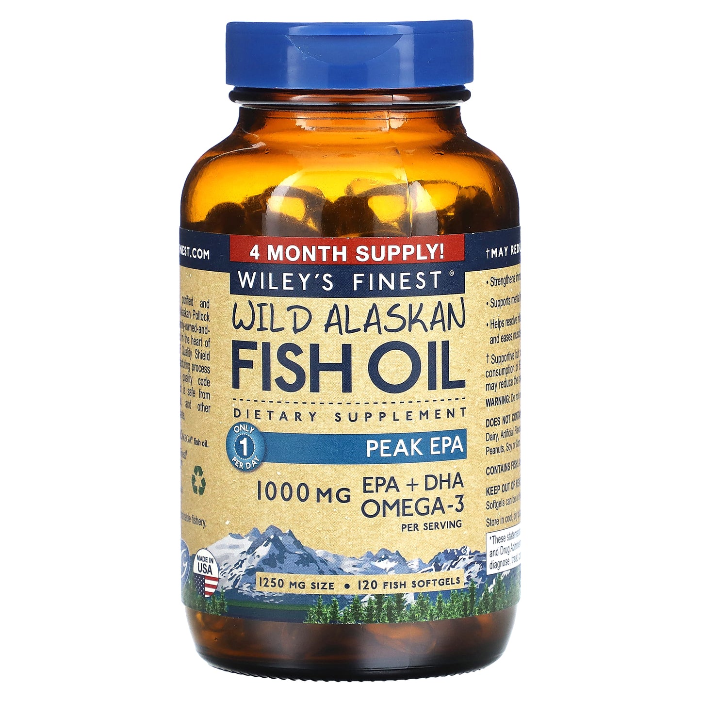 Wiley's Finest, Wild Alaskan Fish Oil, Peak EPA, 120 Softgels