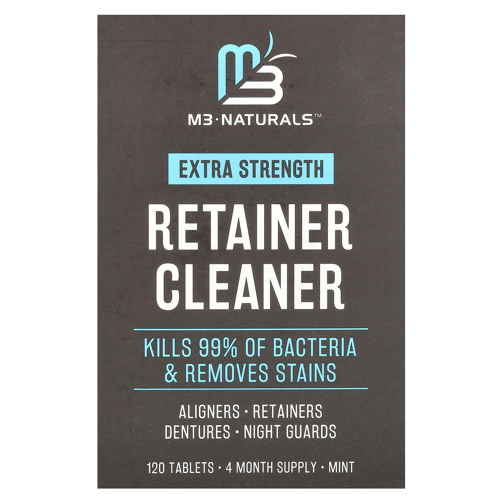 M3, Retainer Cleaner, Mint, 120 Tablets