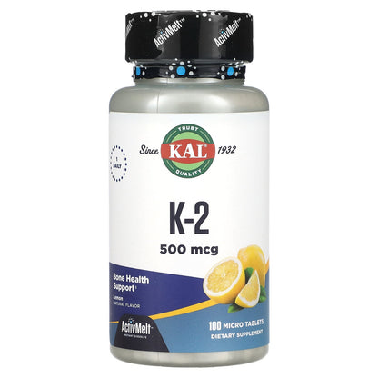 KAL, K-2, Lemon, 500 mcg, 100 Micro Tablets