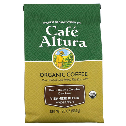 Cafe Altura, Organic Coffee, Viennese Blend, Whole Bean, Dark Roast, 20 oz (567 g)