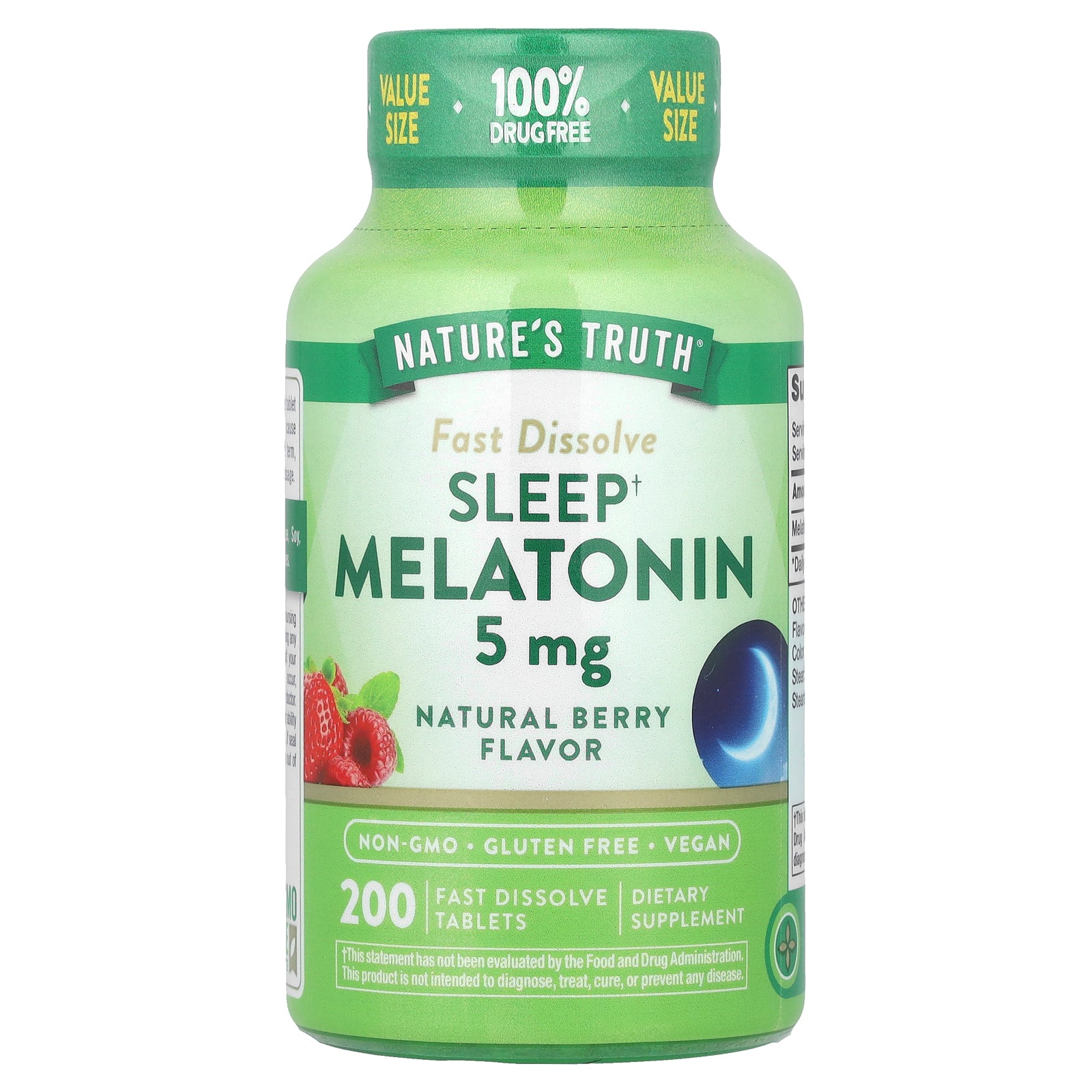 Nature's Truth, Sleep Melatonin, Natural Berry, 5 mg, 200 Fast Dissolve Tablets