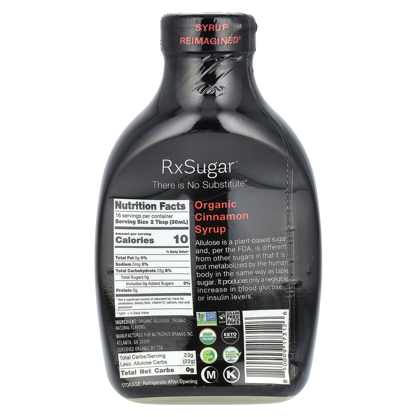 RxSugar, Organic Cinnamon Syrup, 16 fl oz (473 ml)