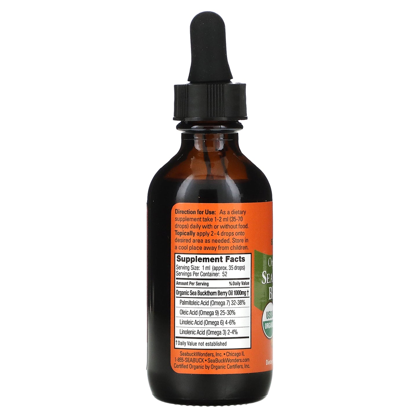 SeaBuckWonders, Organic Himalayan Sea Buckthorn Berry Oil, Intensive Cellular Care, 1.76 oz (52 ml)