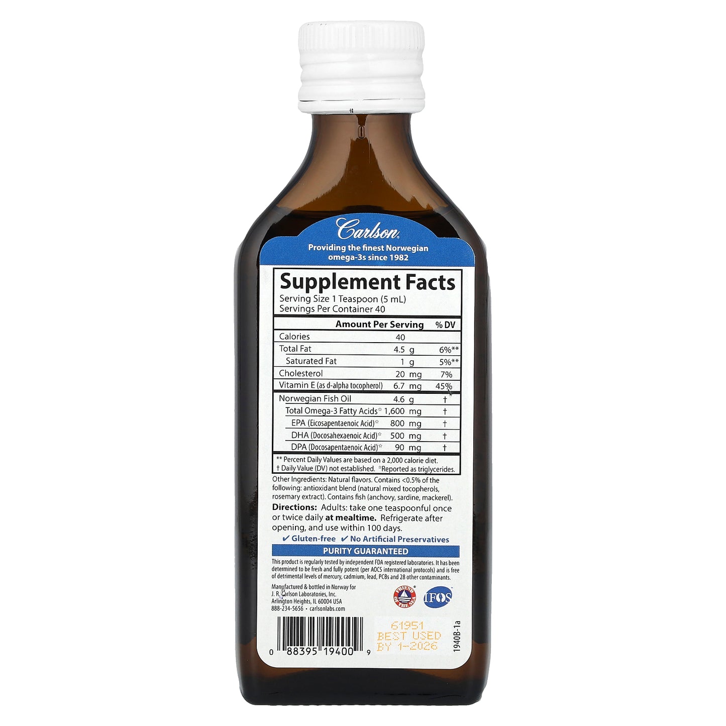 Carlson, Norwegian, The Very Finest Fish Oil, Just Peachie, 6.7 fl oz (200 ml)