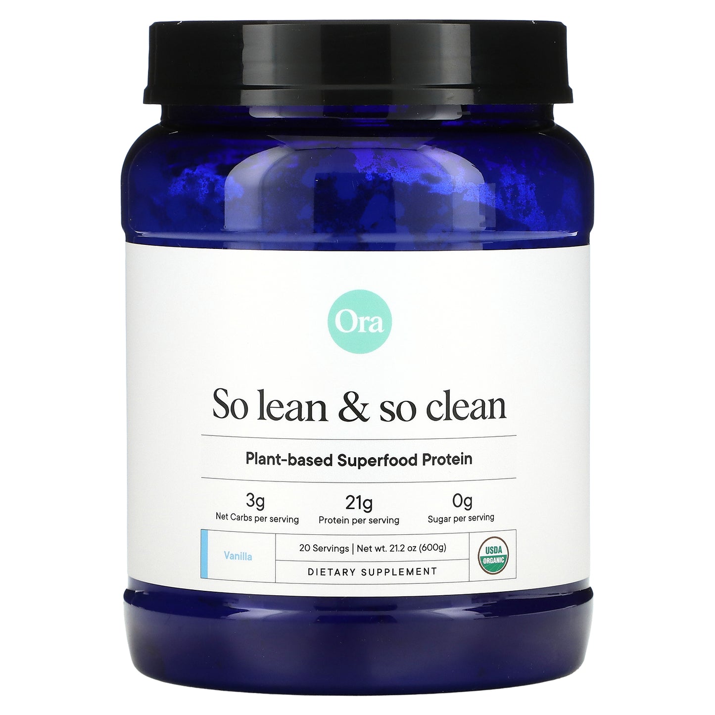 Ora, So Lean & So Clean, Plant-Based Superfood Protein, Vanilla, 21.2 oz (600 g)