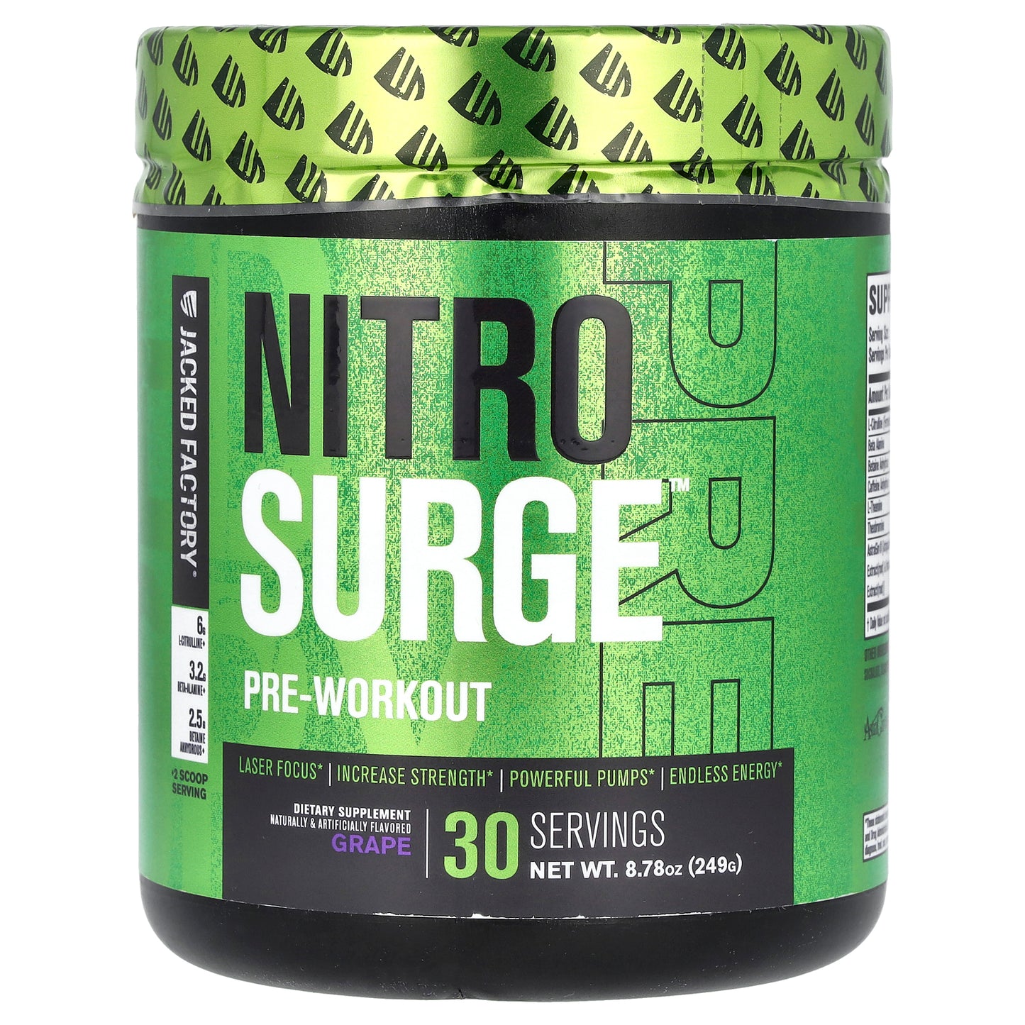 Jacked Factory, Nitro Surge, Pre-Workout, Grape, 8.78 oz (249 g)