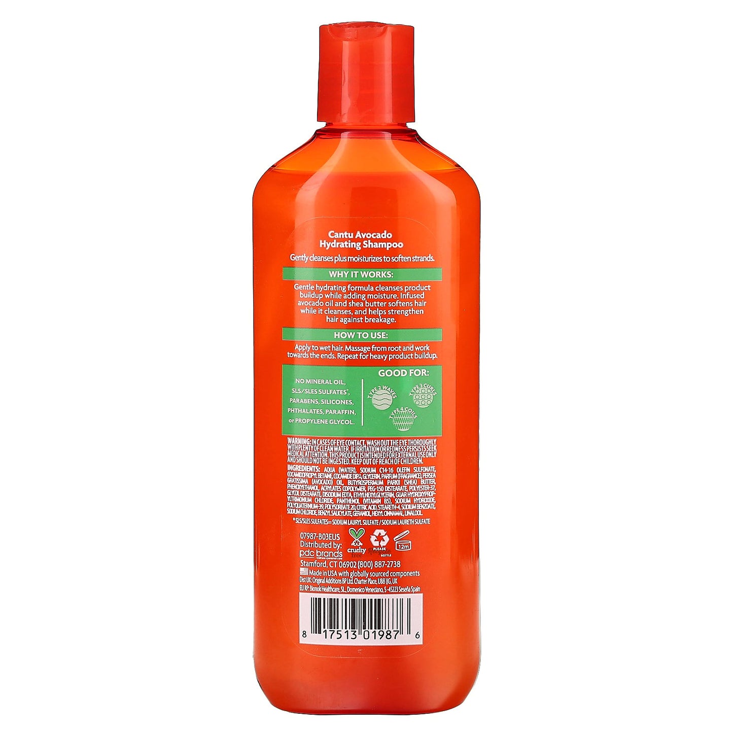Cantu, Avocado Hydrating Shampoo, For Natural Curls, Coils & Waves, 13.5 fl oz (400 ml)