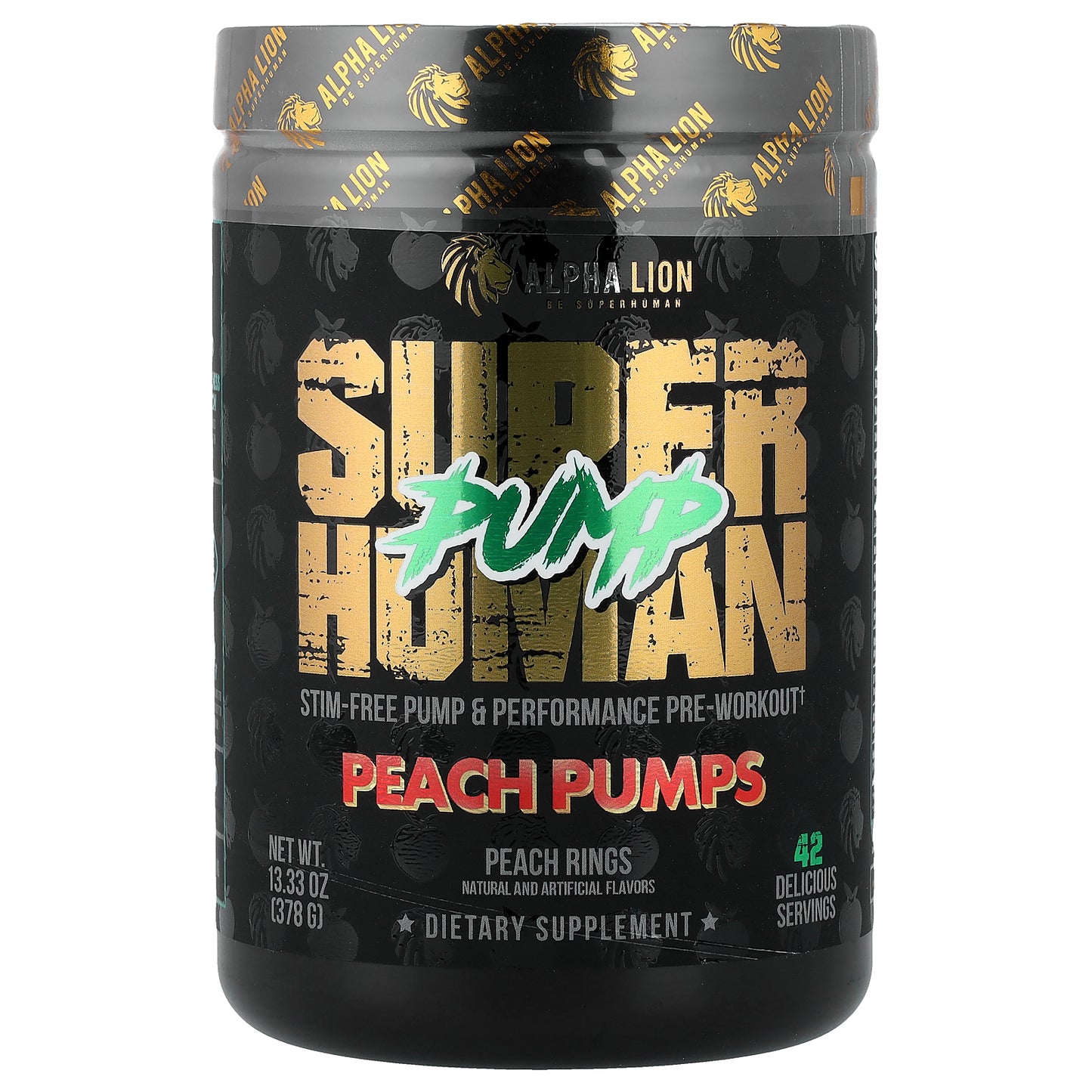 ALPHA LION, SuperHuman Pump, Peach Pumps, Peach Rings, 13.33 oz (378 g)