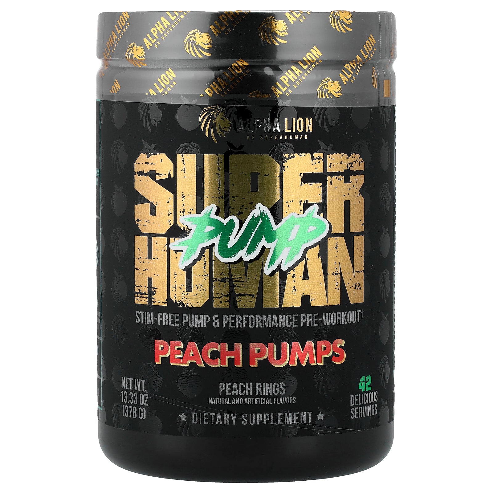 ALPHA LION, SuperHuman Pump, Peach Pumps, Peach Rings, 13.33 oz (378 g)