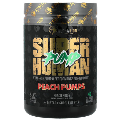 ALPHA LION, SuperHuman Pump, Peach Pumps, Peach Rings, 13.33 oz (378 g)