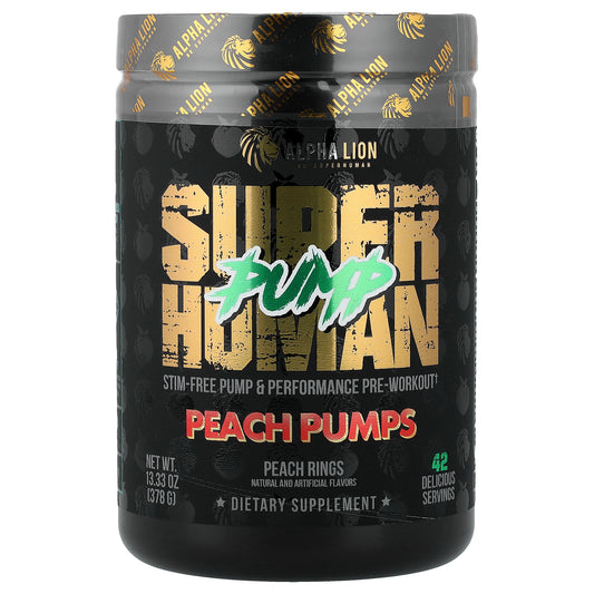 ALPHA LION, SuperHuman Pump, Peach Pumps, Peach Rings, 13.33 oz (378 g)