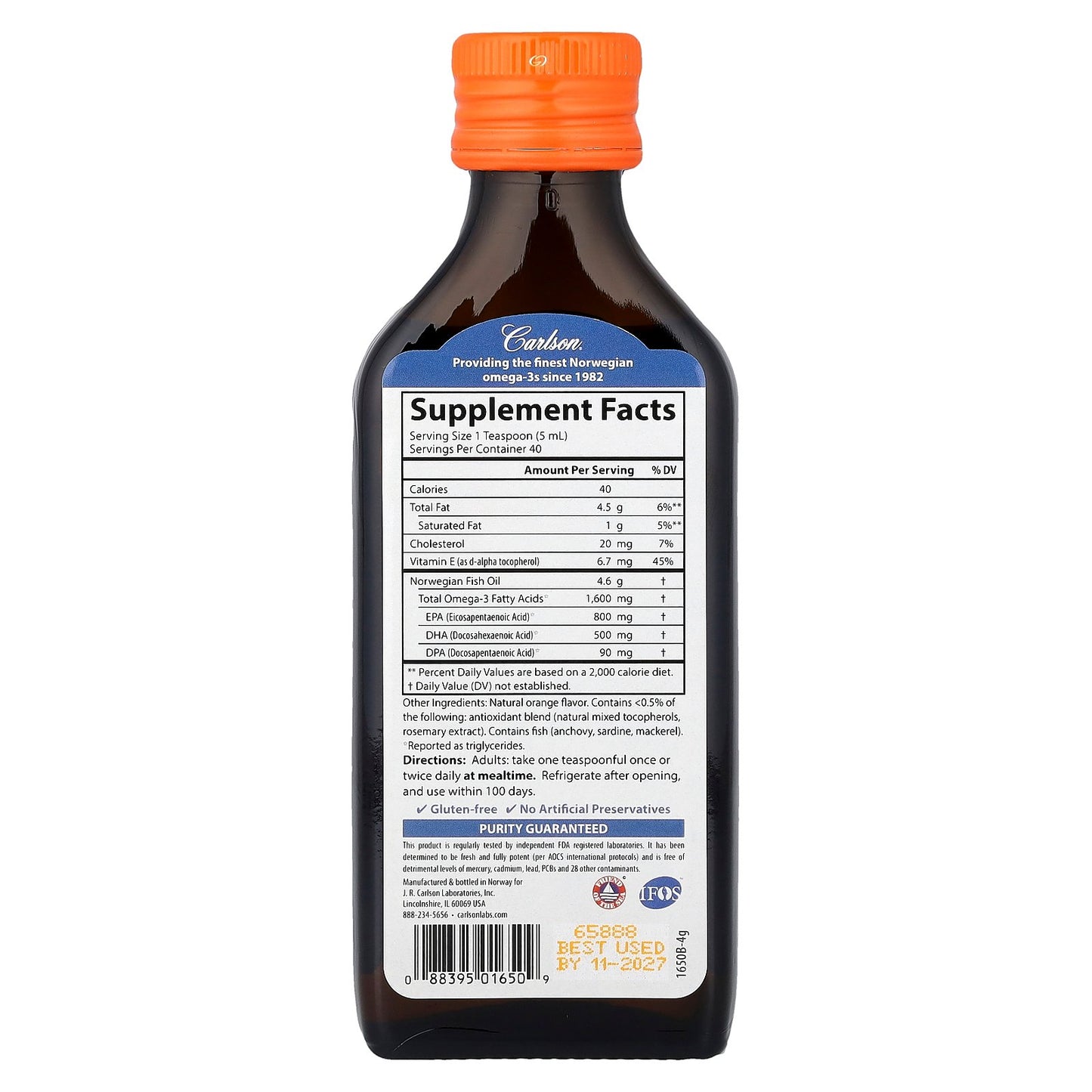 Carlson, Norwegian, The Very Finest Fish Oil, Natural Orange, 6.7 fl oz (200 ml)