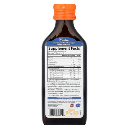Carlson, Norwegian, The Very Finest Fish Oil, Natural Orange, 6.7 fl oz (200 ml)