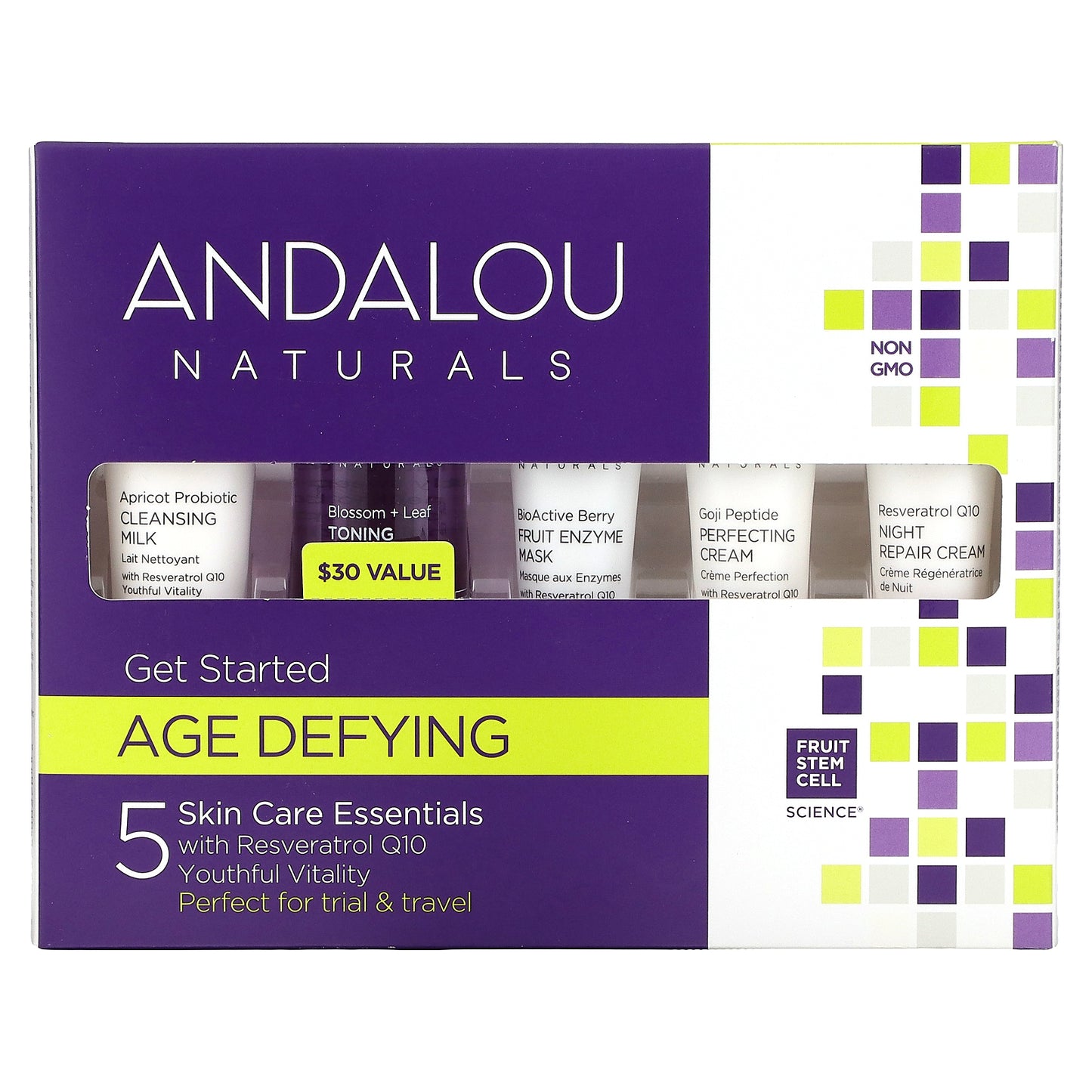 Andalou Naturals, Get Started, Age Defying, Skin Care Essentials, 5 Piece Kit