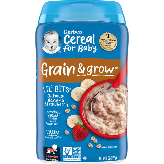 Gerber, Cereal for Baby, Grain & Grow, 8+ Months, Oatmeal Banana Strawberry, 8 oz (227 g)