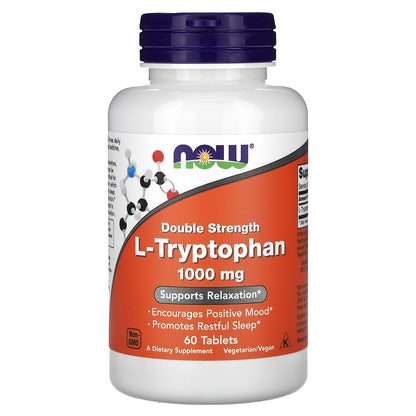 NOW Foods, L-Tryptophan, 1,000 mg, 60 Tablets