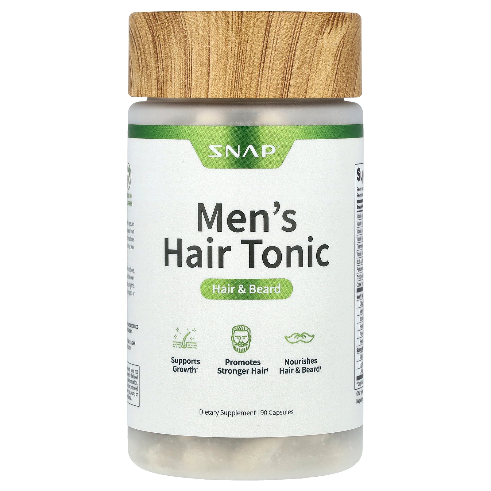 Snap Supplements, Men's Hair Tonic, Hair & Beard, 90 Capsules
