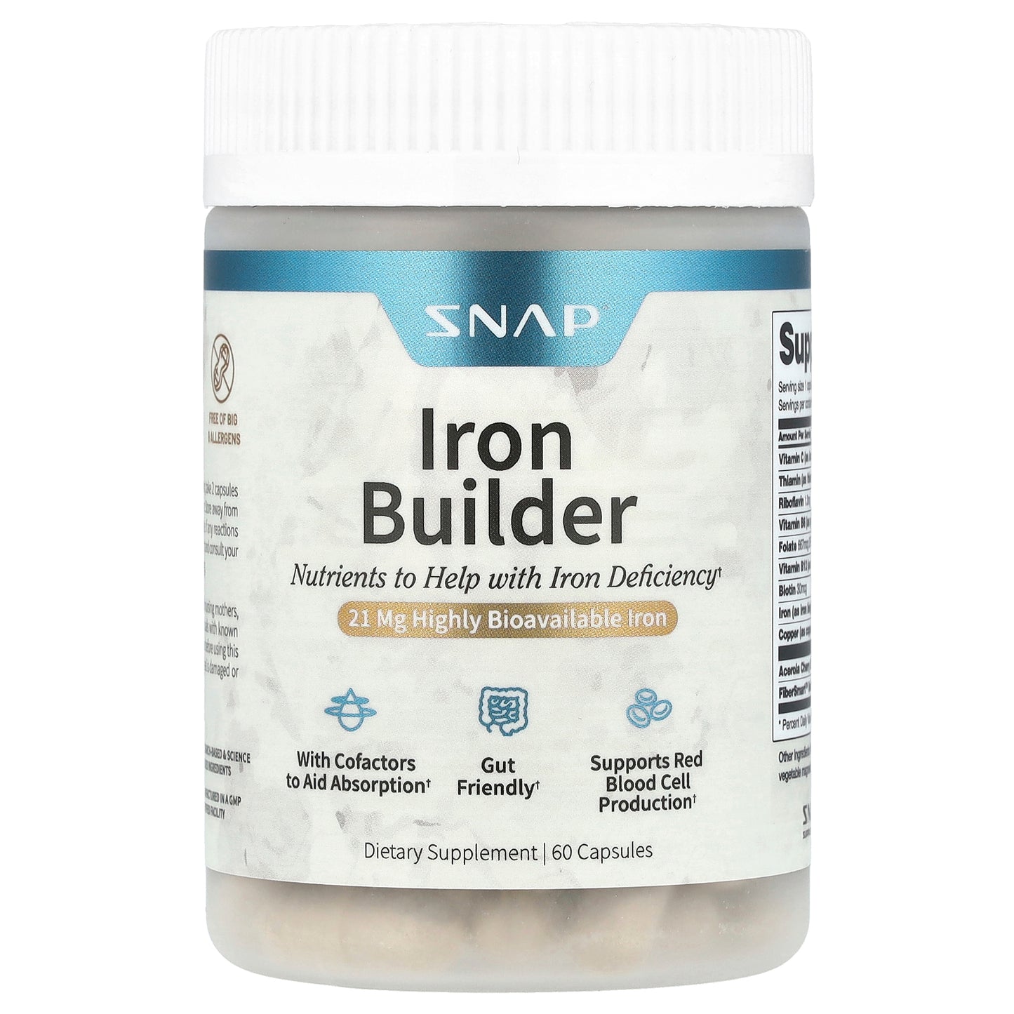 Snap Supplements, Iron Builder, 60 Capsules